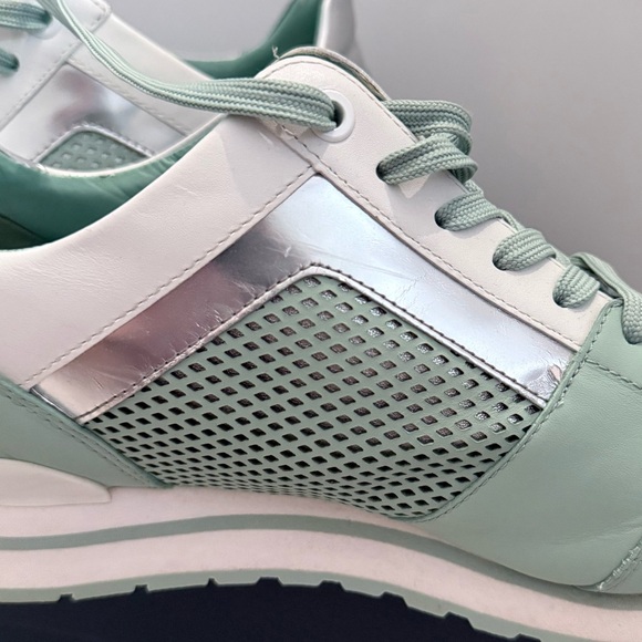 MICHAEL KORS Billie Trainer Sneakers in Pale Jade Diamond Lasered Leather - Picture 14 of 16